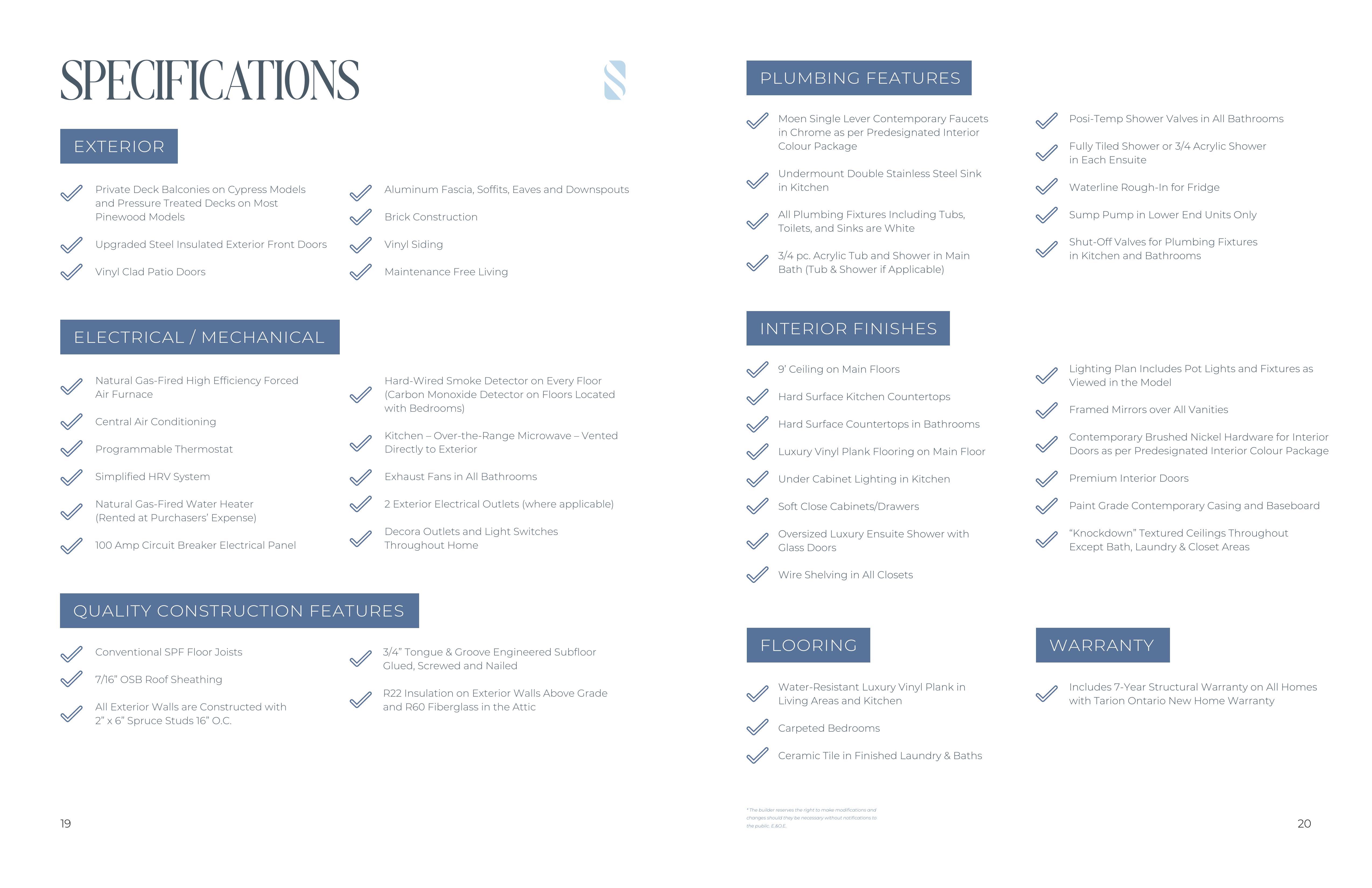 Stax stacked townhomes full specifications sheet